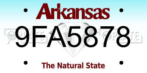 9FA5878 Arkansas License Plate