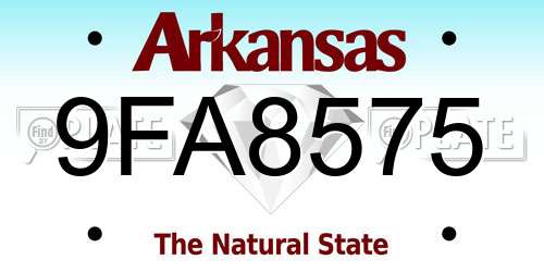 9FA8575 Arkansas License Plate