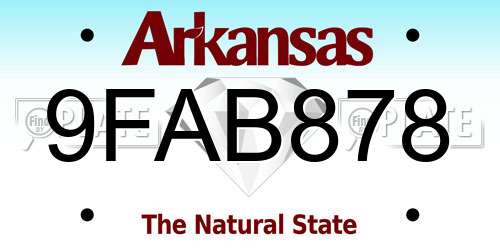 9FAB878 Arkansas License Plate
