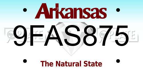 9FAS875 Arkansas License Plate
