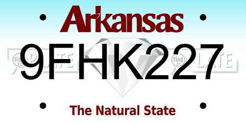 9FHK227 Arkansas License Plate