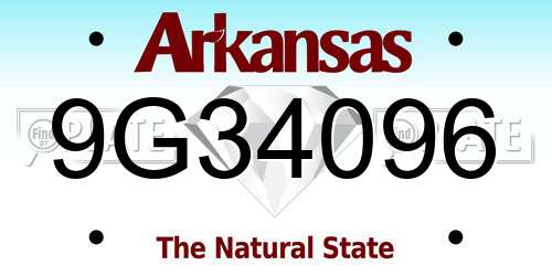 9G34096 Arkansas License Plate