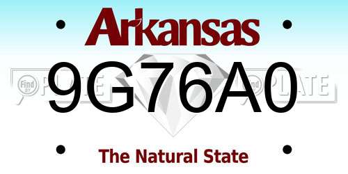 9G76A0 Arkansas License Plate