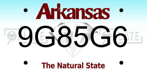 9G85G6 Arkansas License Plate