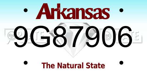 9G87906 Arkansas License Plate