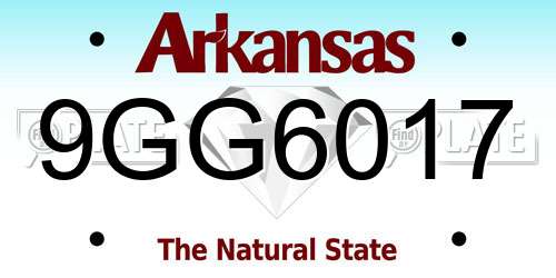 9GG6017 Arkansas License Plate