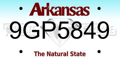 9GP5849 Arkansas License Plate