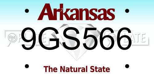 9GS566 Arkansas License Plate