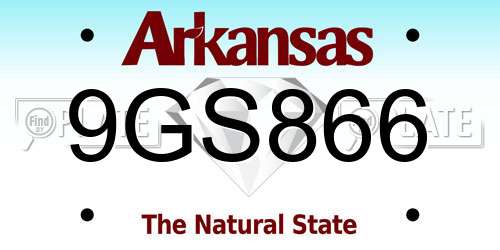 9GS866 Arkansas License Plate
