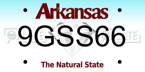 9GSS66 Arkansas License Plate