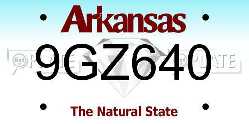 9GZ640 Arkansas License Plate