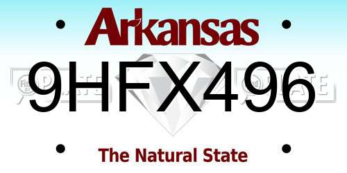9HFX496 Arkansas License Plate