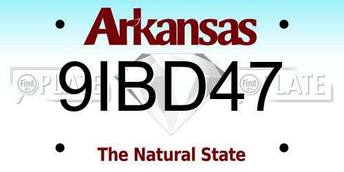 9IBD47 Arkansas License Plate