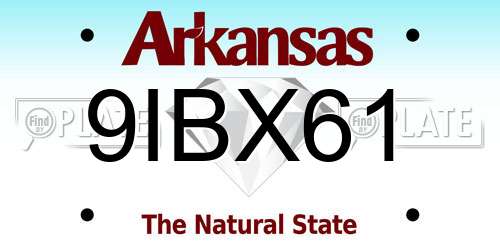 9IBX61 Arkansas License Plate