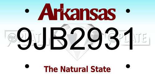9JB2931 Arkansas License Plate