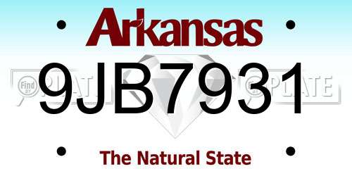 9JB7931 Arkansas License Plate