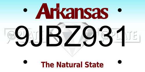 9JBZ931 Arkansas License Plate