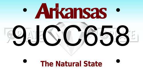 9JCC658 Arkansas License Plate