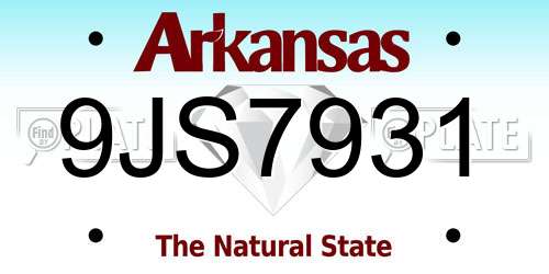 9JS7931 Arkansas License Plate