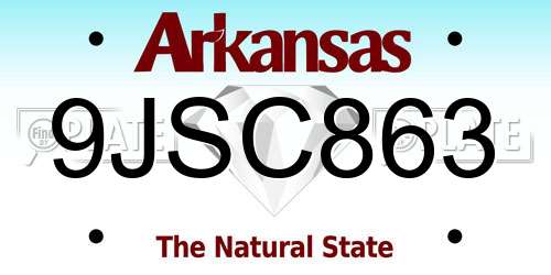 9JSC863 Arkansas License Plate