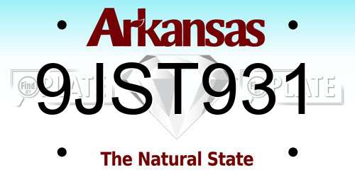 9JST931 Arkansas License Plate