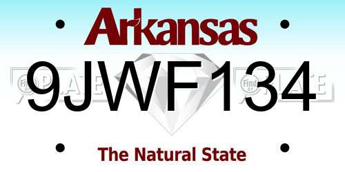 9JWF134 Arkansas License Plate