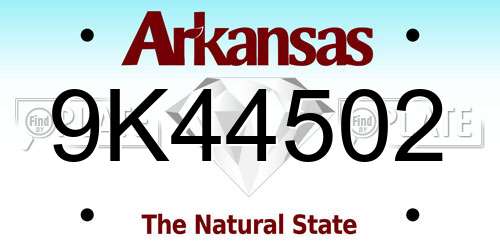 9K44502 Arkansas License Plate