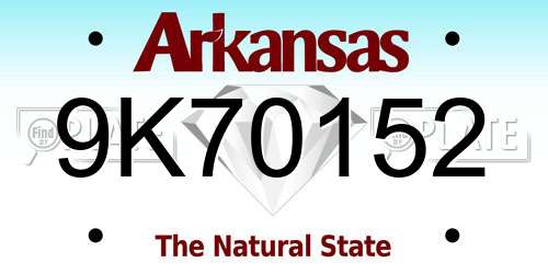 9K70152 Arkansas License Plate