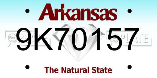 9K70157 Arkansas License Plate
