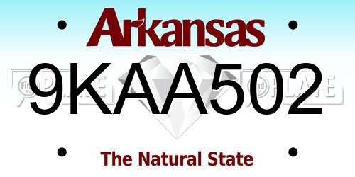 9KAA502 Arkansas License Plate