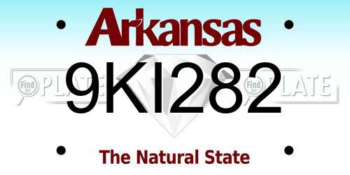 9KI282 Arkansas License Plate