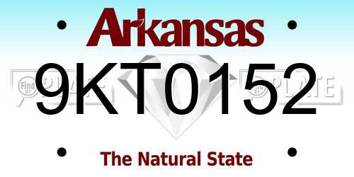 9KT0152 Arkansas License Plate
