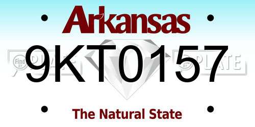 9KT0157 Arkansas License Plate