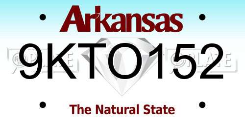 9KTO152 Arkansas License Plate