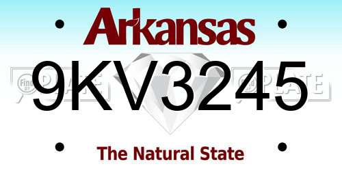 9KV3245 Arkansas License Plate