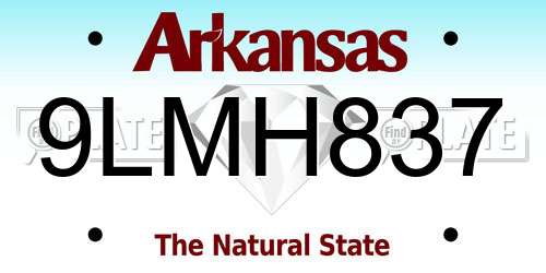 9LMH837 Arkansas License Plate
