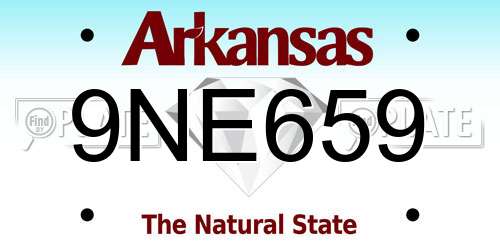 9NE659 Arkansas License Plate
