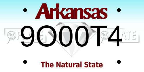 9O00T4 Arkansas License Plate