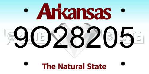 9O28205 Arkansas License Plate