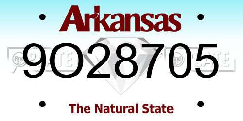 9O28705 Arkansas License Plate