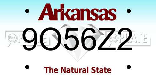 9O56Z2 Arkansas License Plate