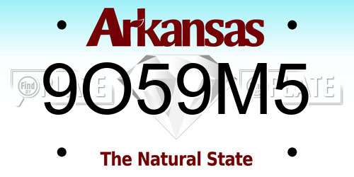 9O59M5 Arkansas License Plate