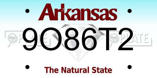 9O86T2 Arkansas License Plate