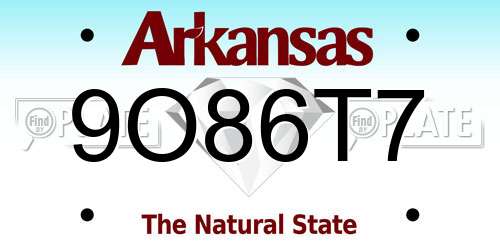 9O86T7 Arkansas License Plate