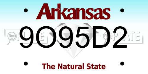 9O95D2 Arkansas License Plate