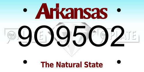 9O95O2 Arkansas License Plate