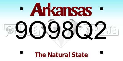 9O98Q2 Arkansas License Plate