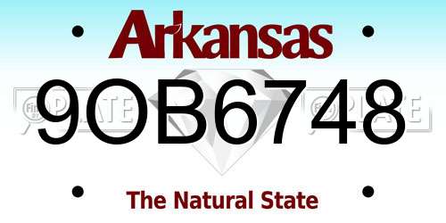 9OB6748 Arkansas License Plate