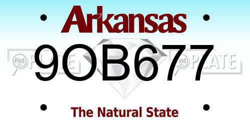 9OB677 Arkansas License Plate