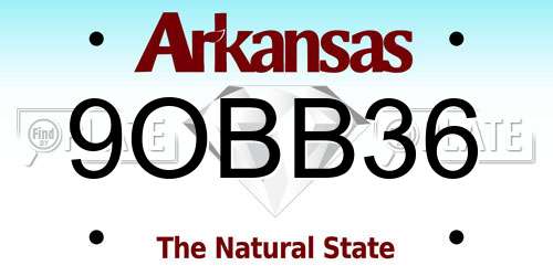 9OBB36 Arkansas License Plate